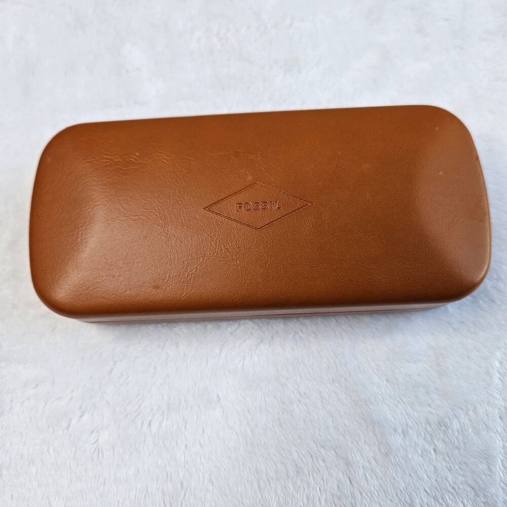 Fossil Hard Eyeglasses Case Blue Felt Lining Rectangular Glasses Holder.